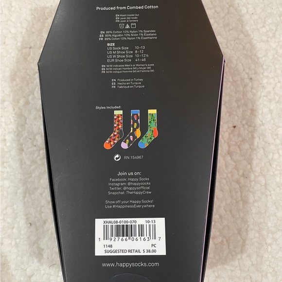 🆕 Happy Socks Halloween Giftboxed 3 Pack Men’s Crew Socks - Picture 4 of 5